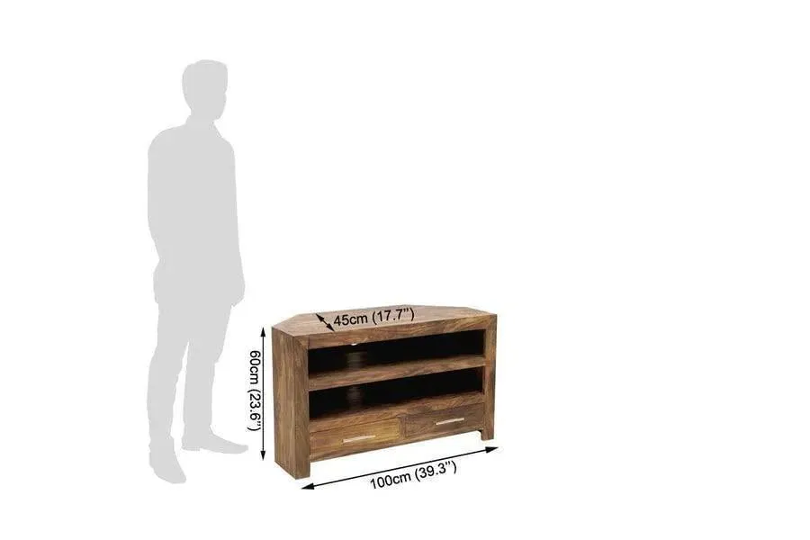Wooden Twist Estante Solid Sheesham Wood TV Unit for Living Room