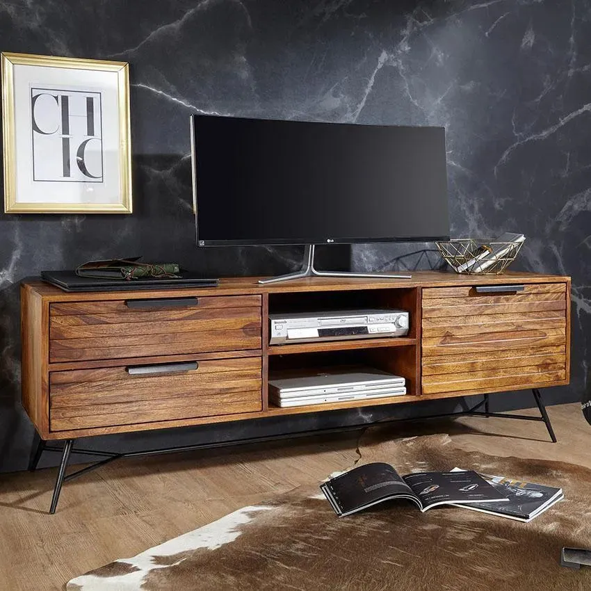 Wooden Twist Mirando Solid Sheesham Wood TV Unit for Living Room