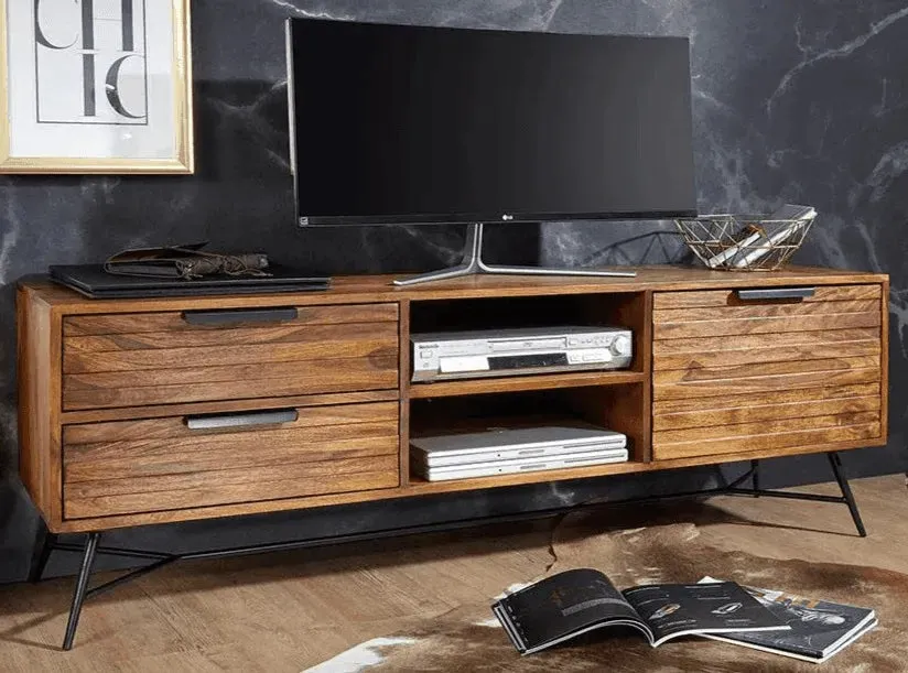 Wooden Twist Mirando Solid Sheesham Wood TV Unit for Living Room