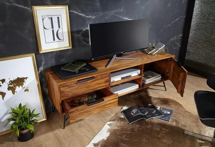 Wooden Twist Mirando Solid Sheesham Wood TV Unit for Living Room