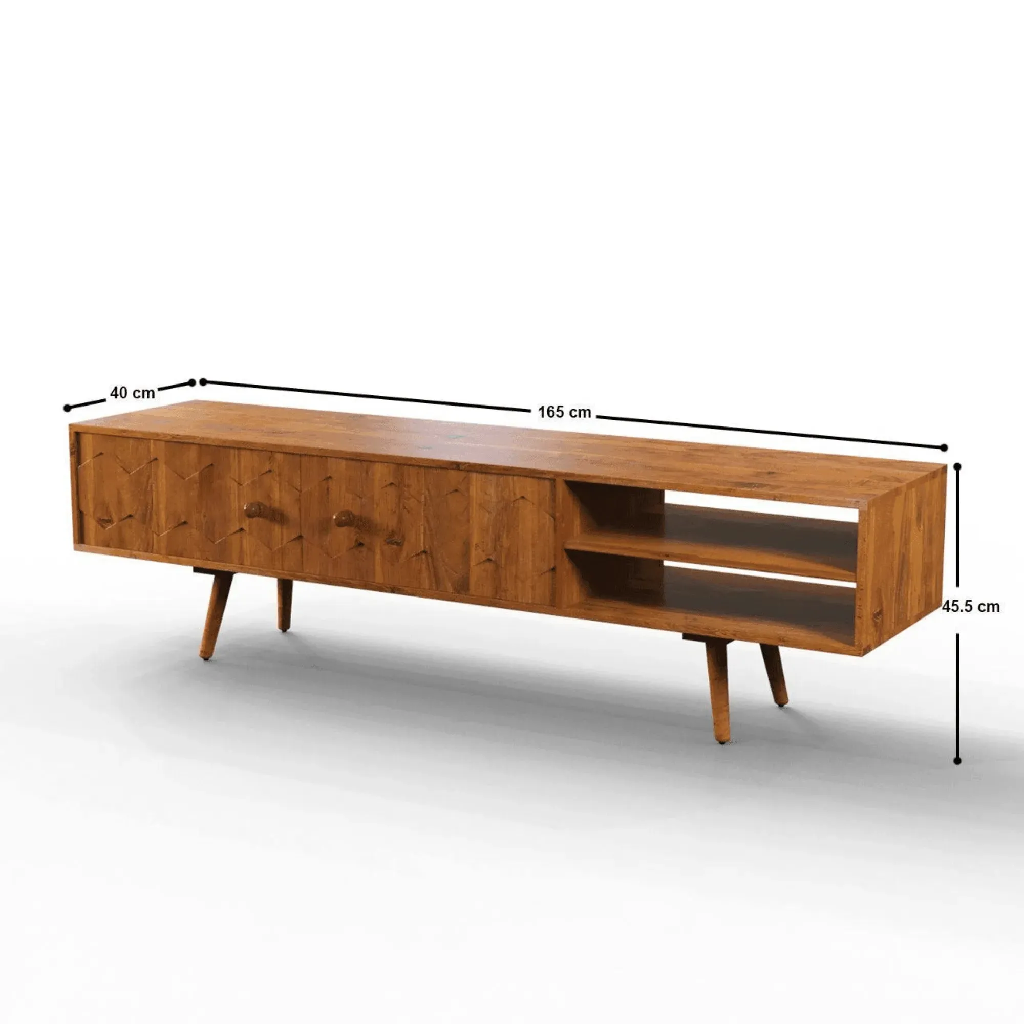Wooden Twist Más Handmade Solid Sheesham Wood TV Unit for Living Room