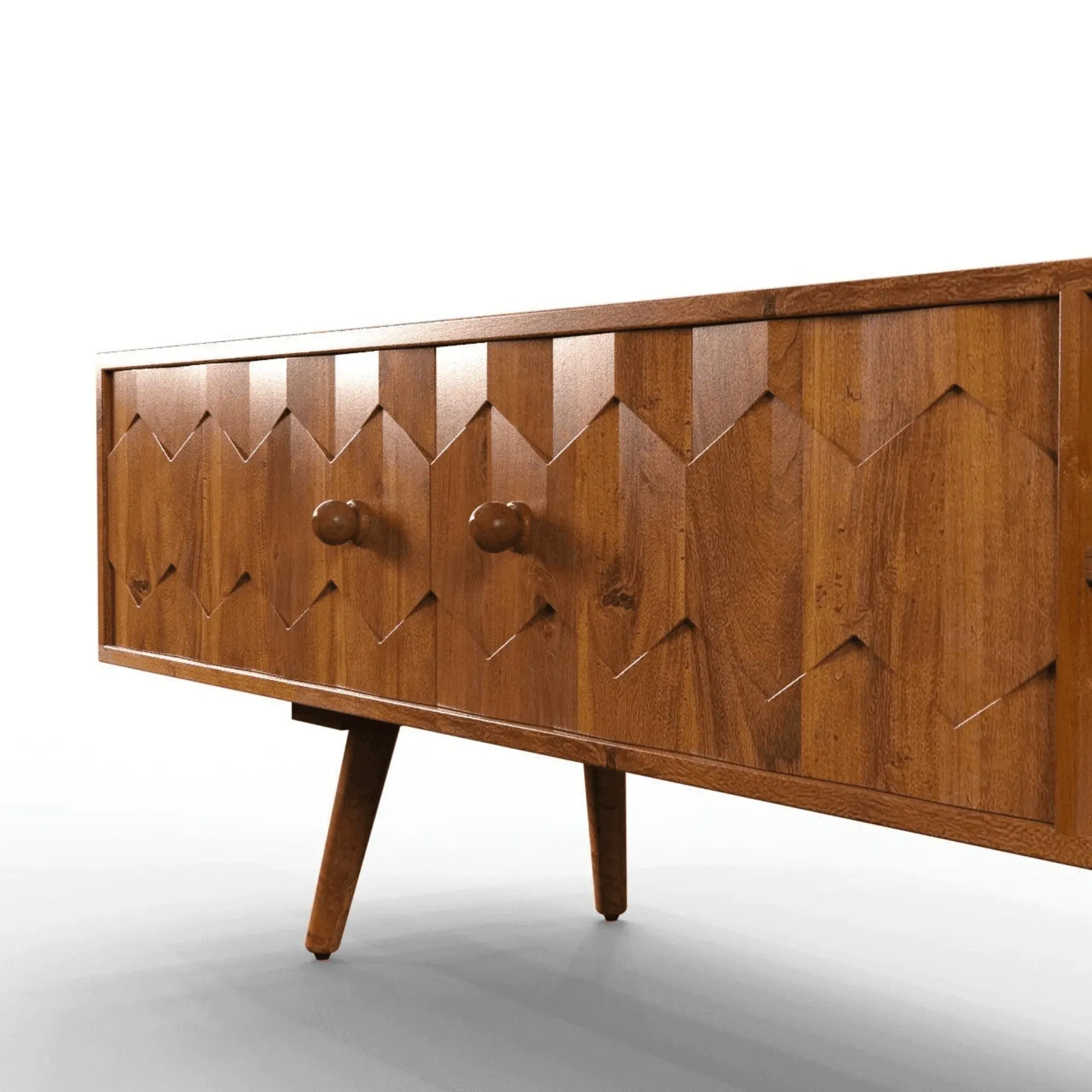 Wooden Twist Más Handmade Solid Sheesham Wood TV Unit for Living Room