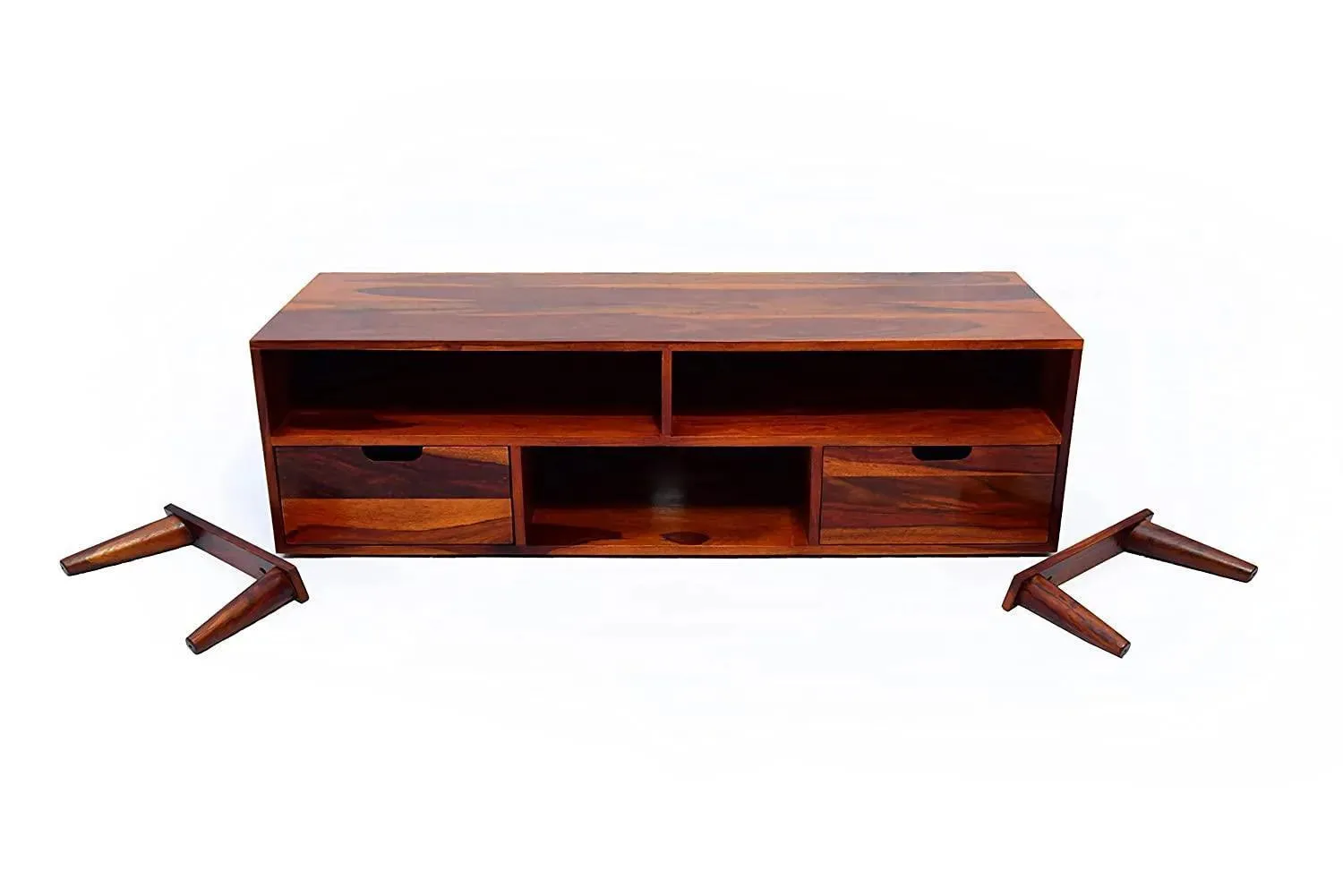 Wooden Twist Orzuelo Solid Sheesham Wood TV Unit for Living Room