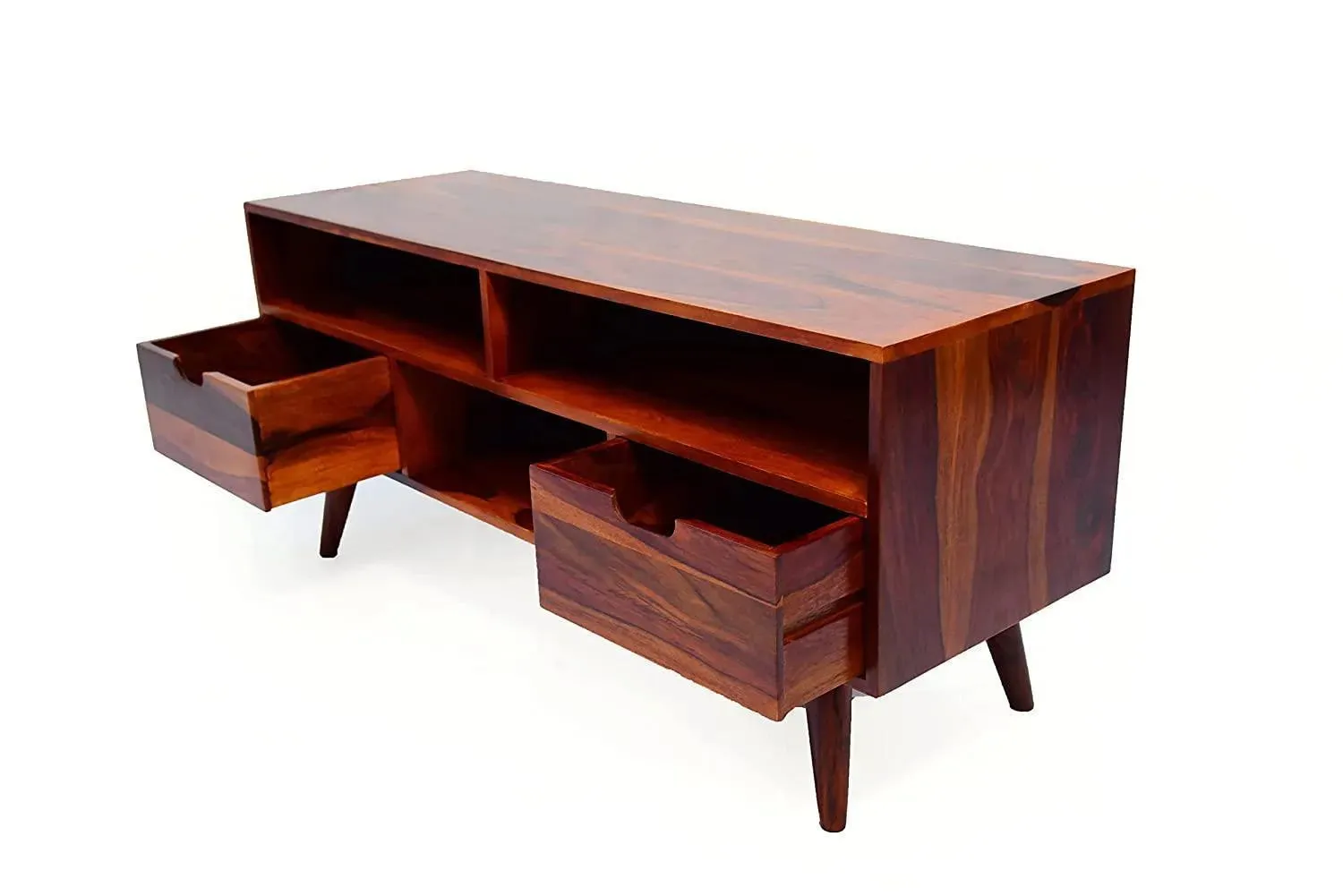 Wooden Twist Orzuelo Solid Sheesham Wood TV Unit for Living Room