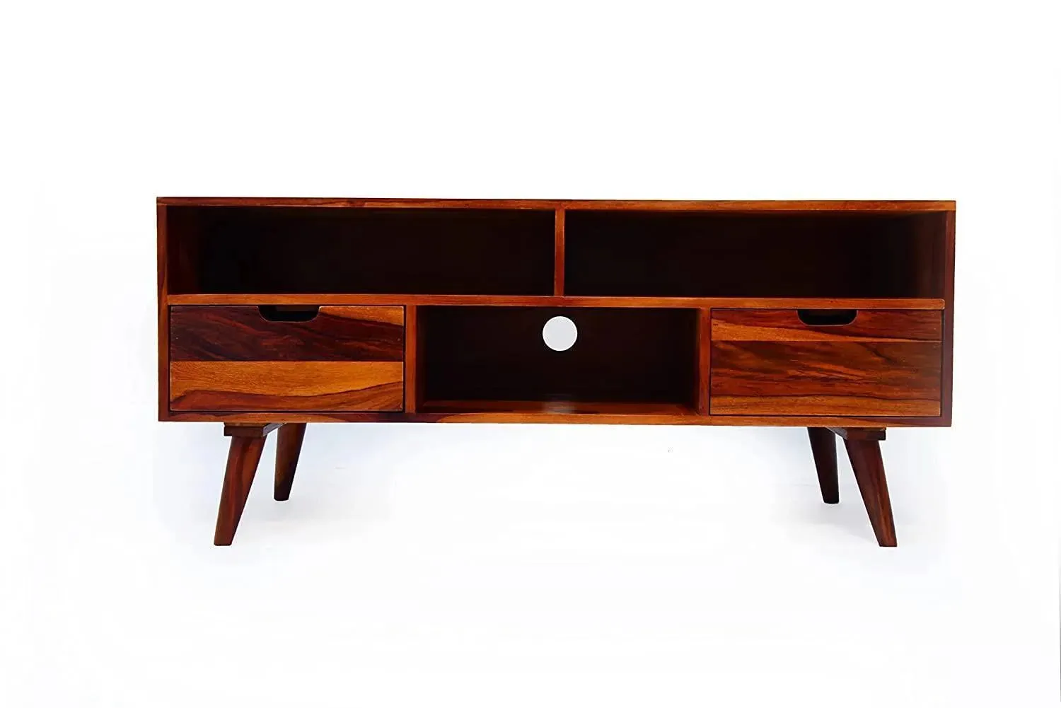 Wooden Twist Orzuelo Solid Sheesham Wood TV Unit for Living Room