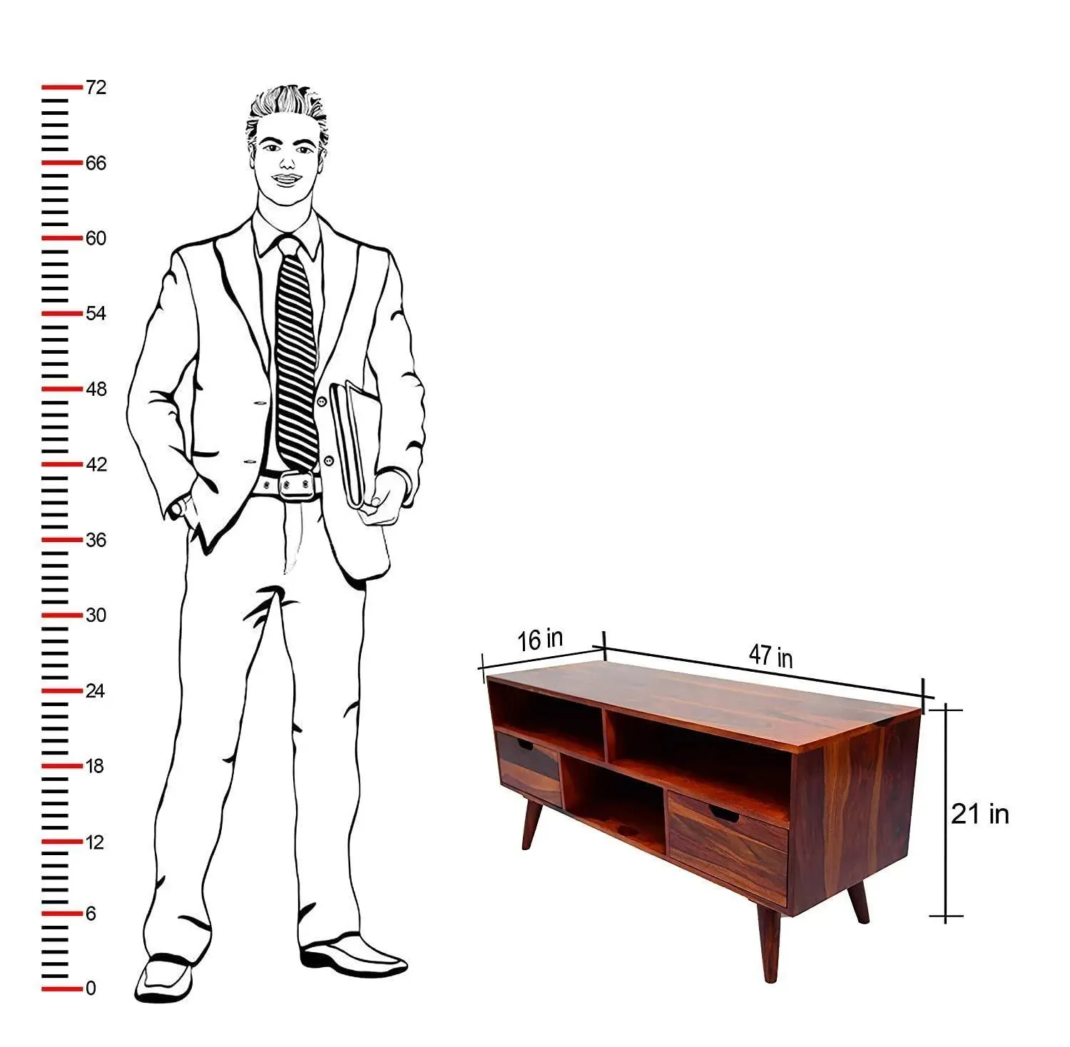 Wooden Twist Orzuelo Solid Sheesham Wood TV Unit for Living Room