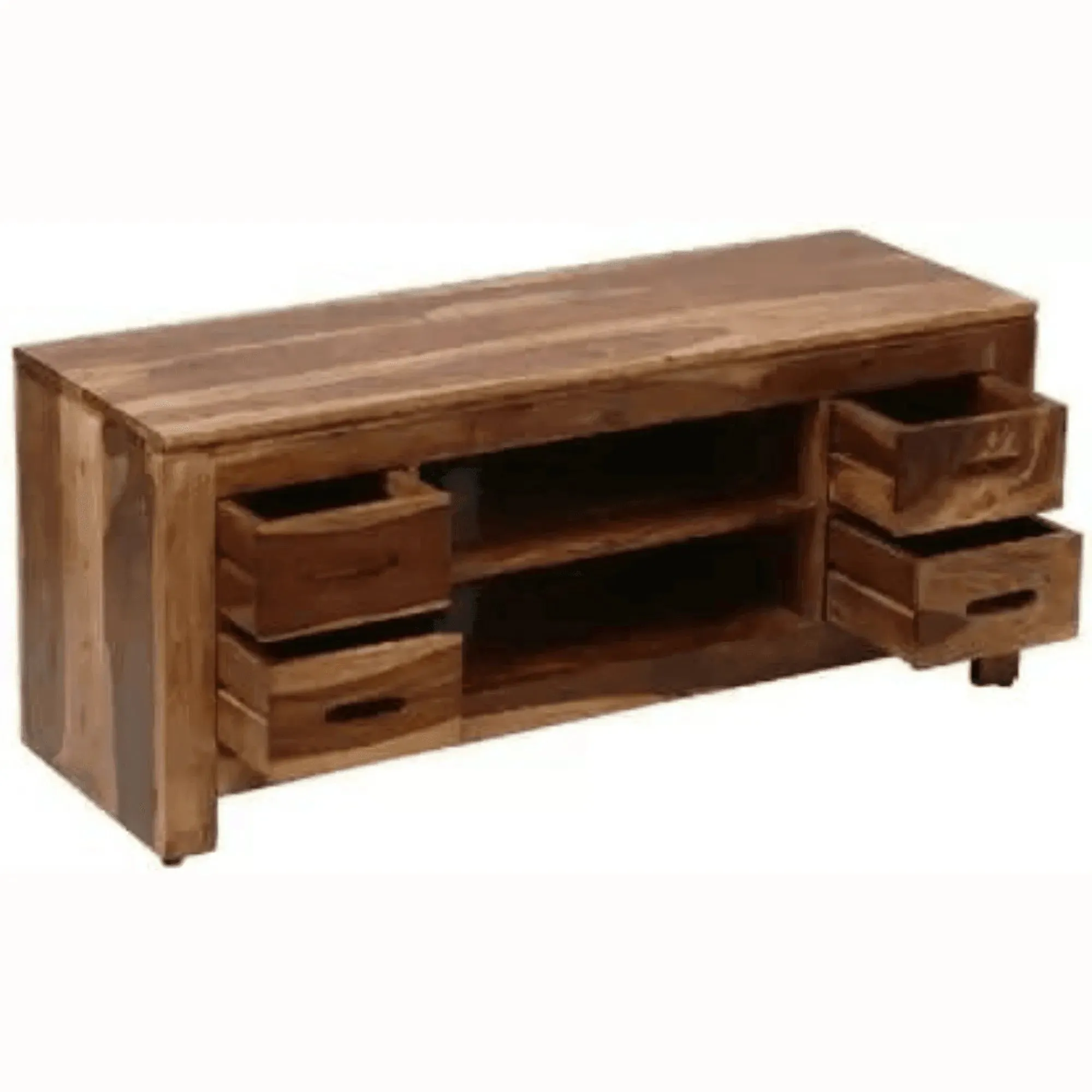 Wooden Twist Pequeño Solid Sheesham Wood TV Unit Cabinet for Living Room