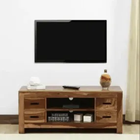 Wooden Twist Pequeño Solid Sheesham Wood TV Unit Cabinet for Living Room