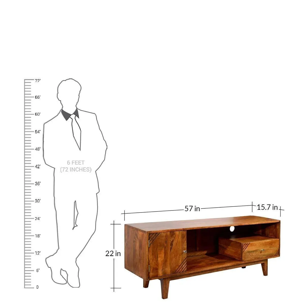 Wooden Twist Unico Solid Sheesham Wood TV Unit for Living Room