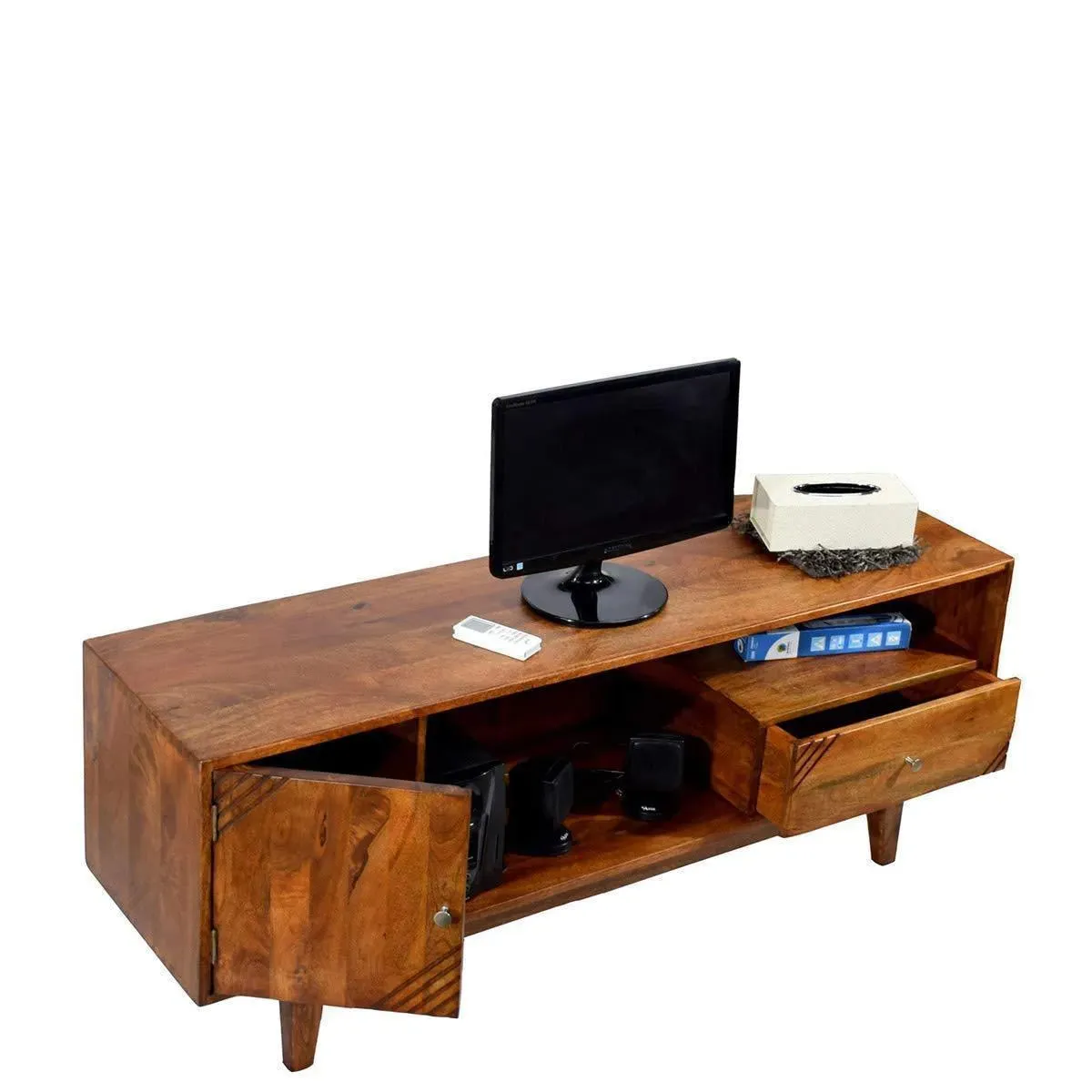 Wooden Twist Unico Solid Sheesham Wood TV Unit for Living Room