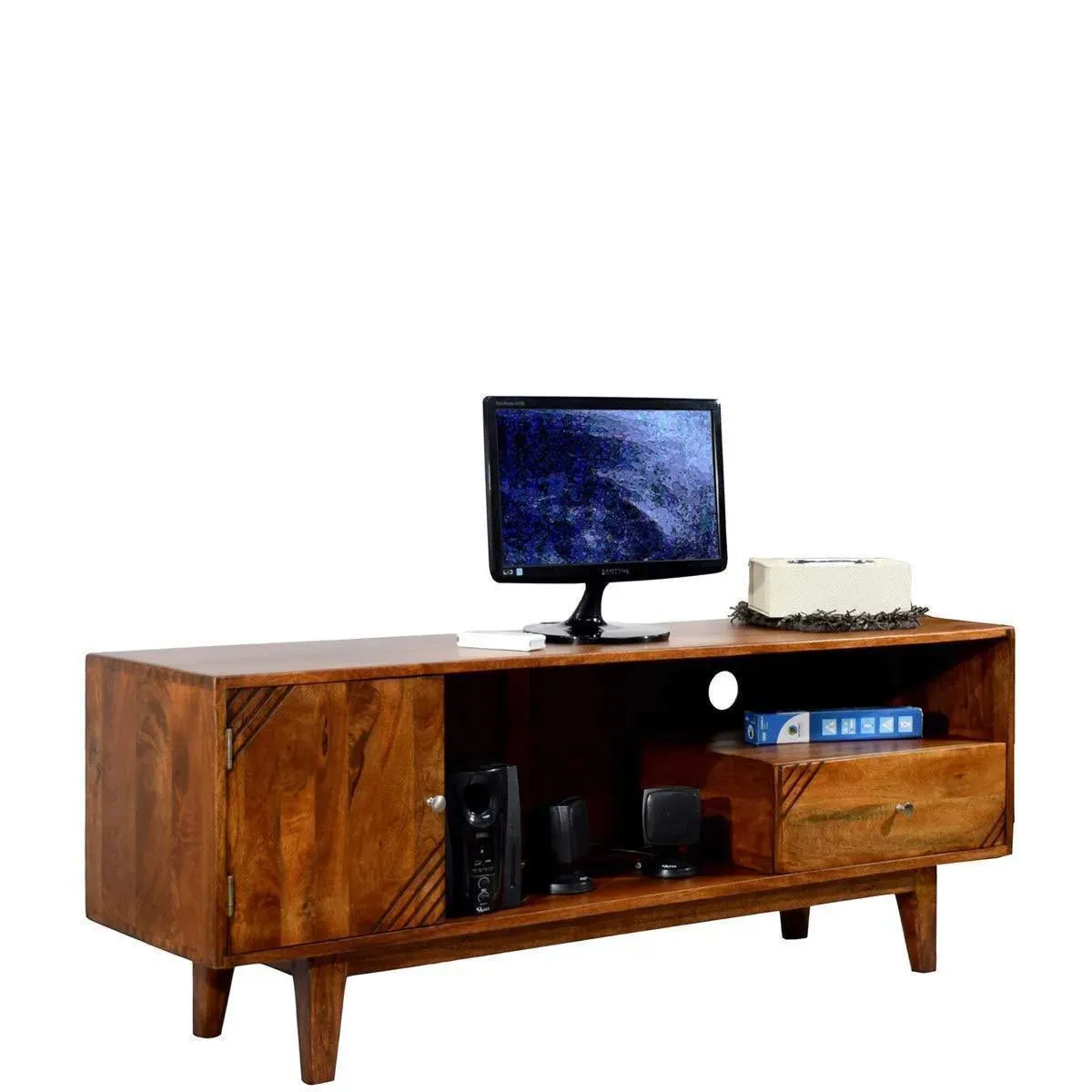 Wooden Twist Unico Solid Sheesham Wood TV Unit for Living Room